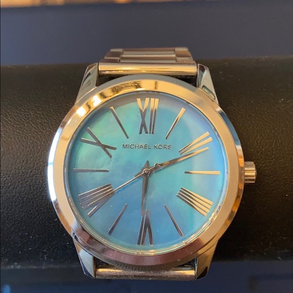 Michael Kors Accessories - Michael Kors silver & green blue face adjustable